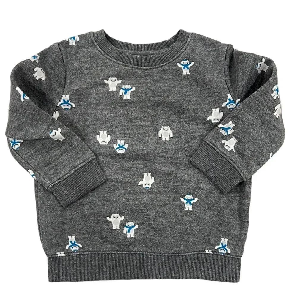 Cat & Jack winter bear holiday with blue scarf sweatshirt, like new, 18 months